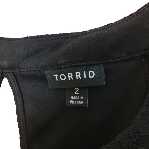 Torrid Womens 2X Black Floral Lace Sleeveless Lined High Neck Tank Top Keyhole - Picture 5 of 9